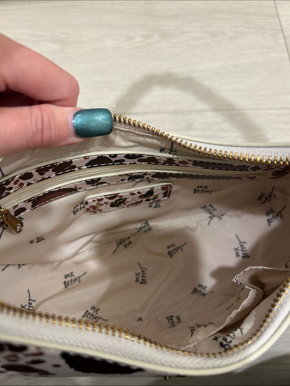 Betsey Johnson (NWT) Brown Cow Print Crescent Shoulder Bag - Picture 10 of 13